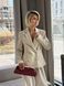 Milk-colored fitted faux leather jacket