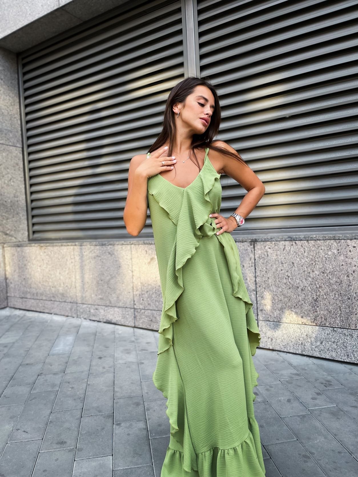 Green sundress with frill