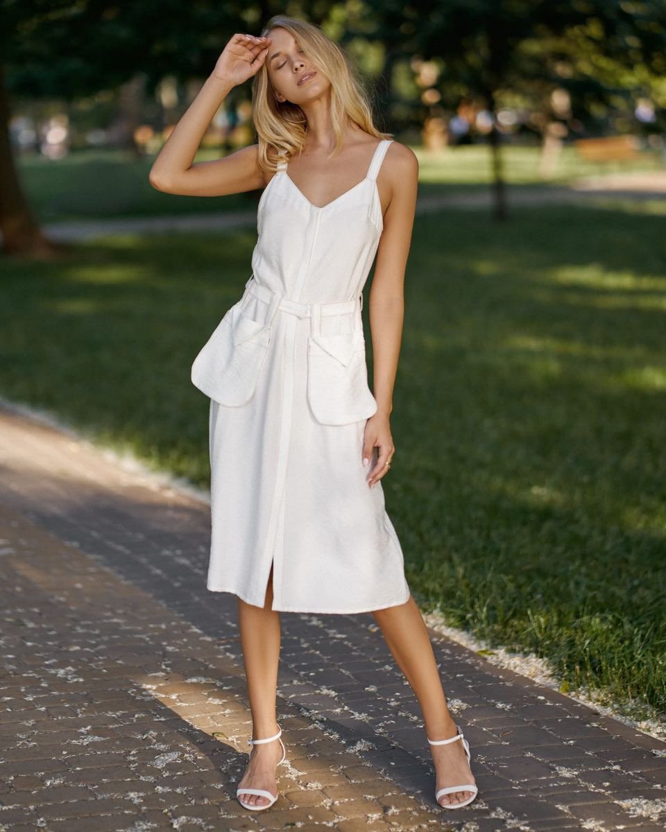 White sundress with a removable belt
