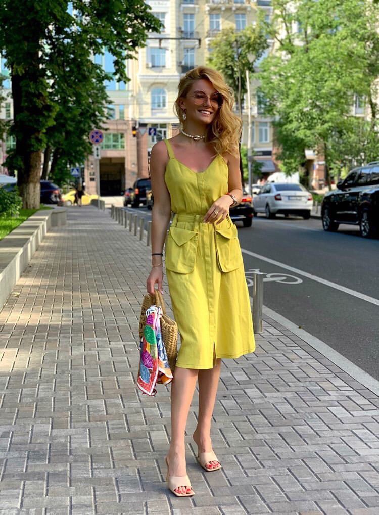 Yellow sundress with a removable belt