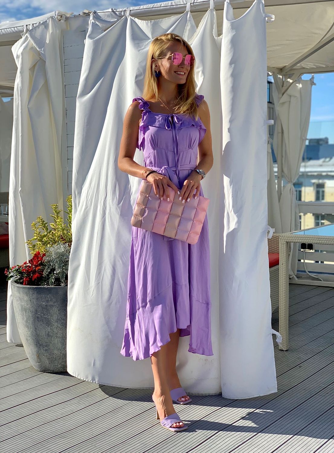 Lavender dress with a frill