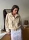 Milk faux leather bomber jacket with patch pockets