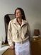 Milk faux leather bomber jacket with patch pockets