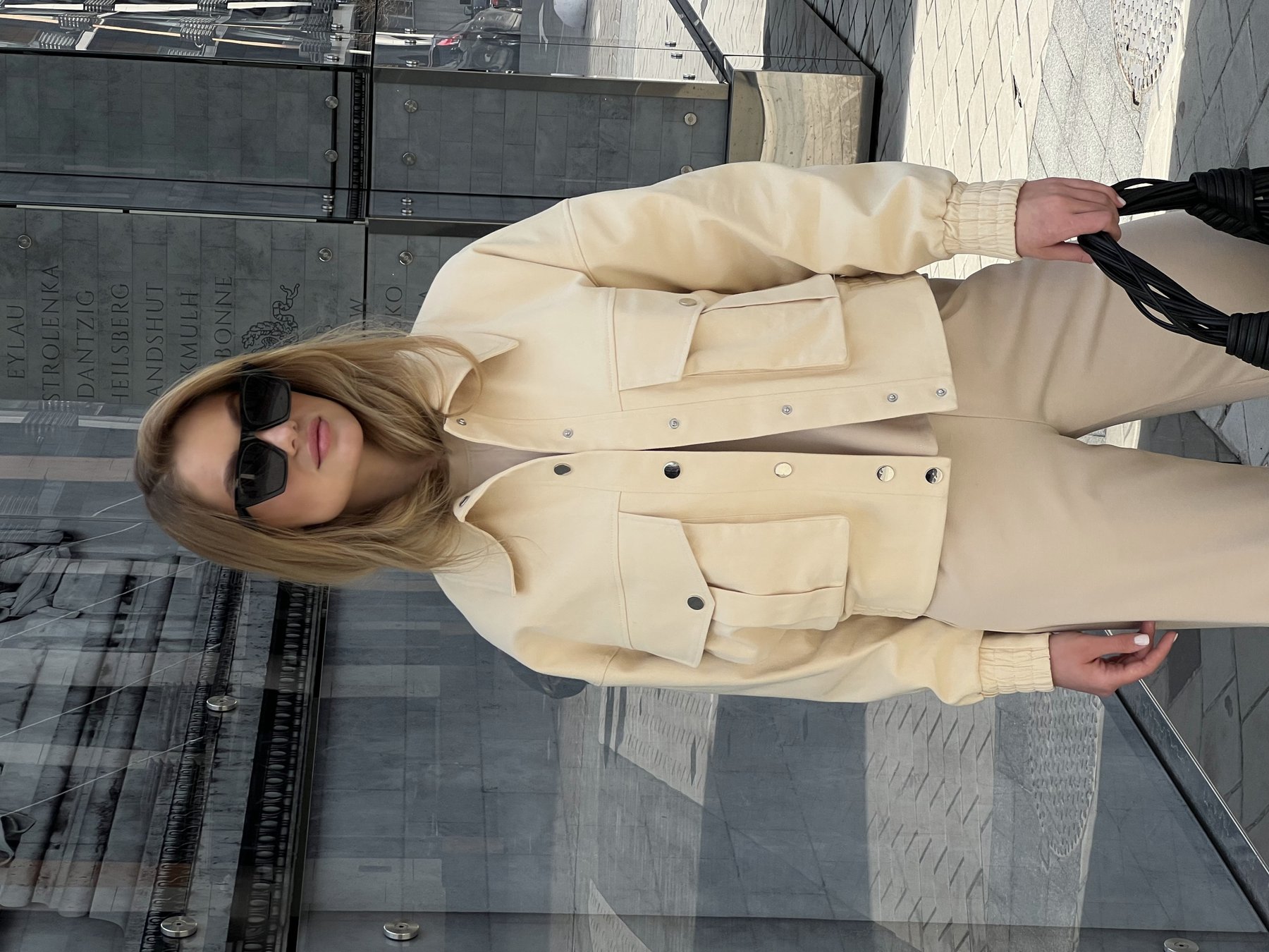 Beige jacket with patch pockets