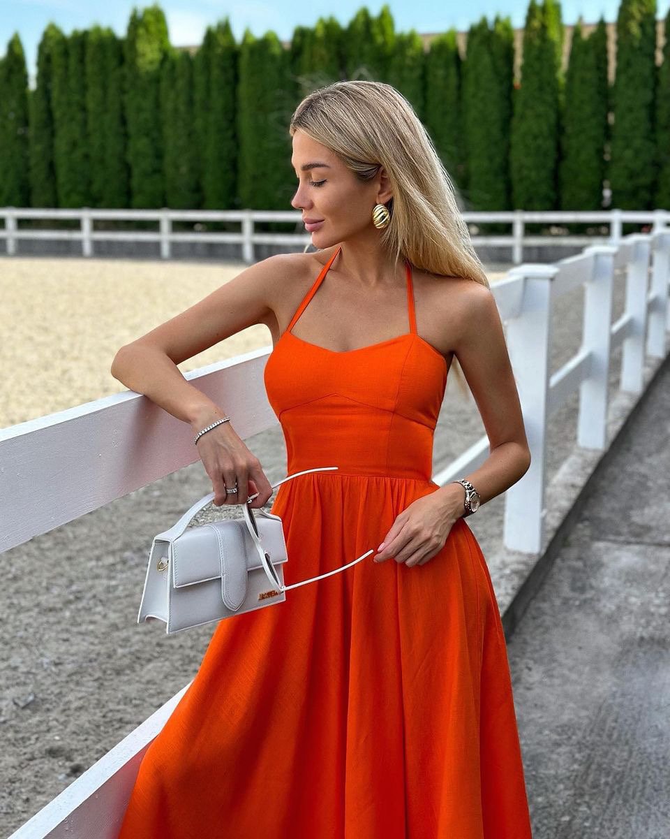 Orange linen dress